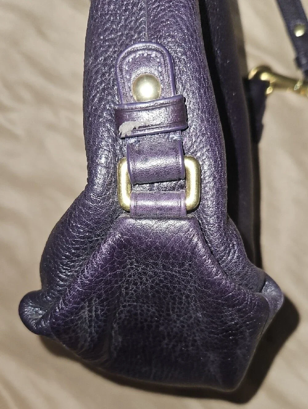 Coach Purple Leather Shoulder Bag with Gold-Tone Hardware